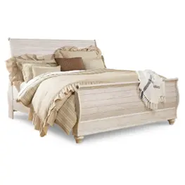 B267-178 Ashley Furniture Willowton - Whitewash Bedroom Furniture Bed