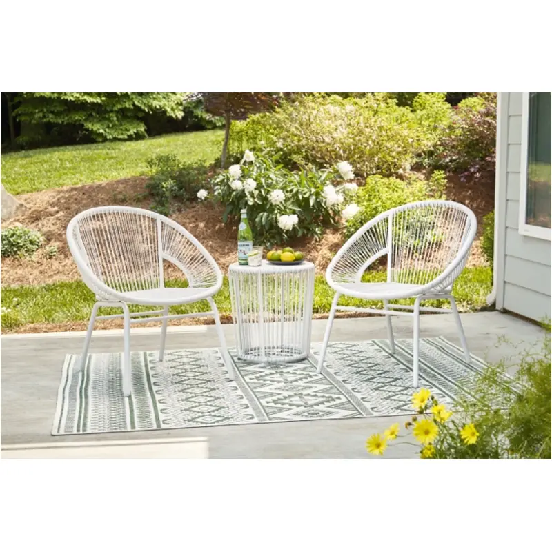 Mandarin Cape 3 Piece Outdoor Chat Set - White Mandarin Cape 3 Piece Outdoor Chat Set - White