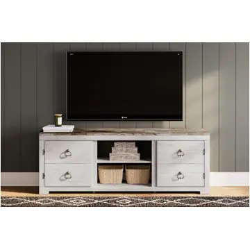W267-168 Ashley Furniture Willowton - Whitewash Home Entertainment Furniture Tv Console