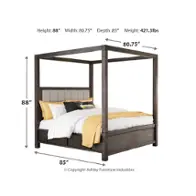 Dellbeck queen canopy bed deals with 4 storage drawers