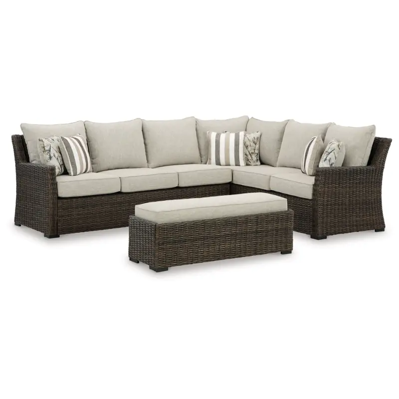 P465-822 Ashley Furniture Brook Ranch Outdoor Furniture Sectional