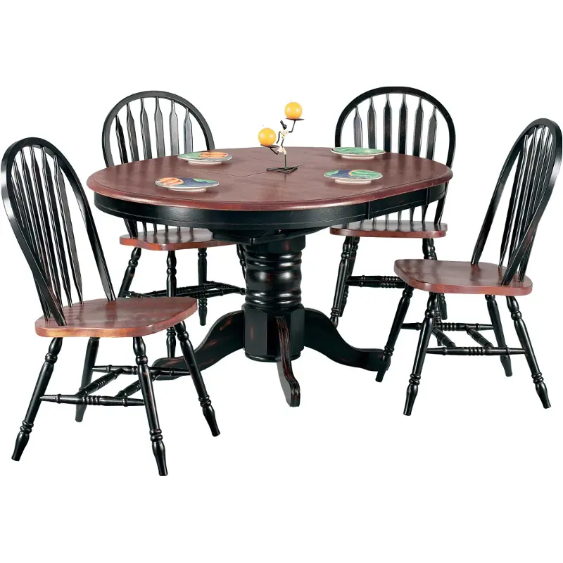 54257e-t Winners Only Furniture Farmhouse - Cherry/ebony Dining Room Furniture Dining Table